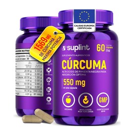 Cúrcuma con Pimienta Negra 1569 mg por Porción – Suplemento Alimenticio Vegano, Sin OGM y Sin Gluten – 60 Cápsulas – Ingredientes Naturales – Fórmula Diaria en Cápsulas