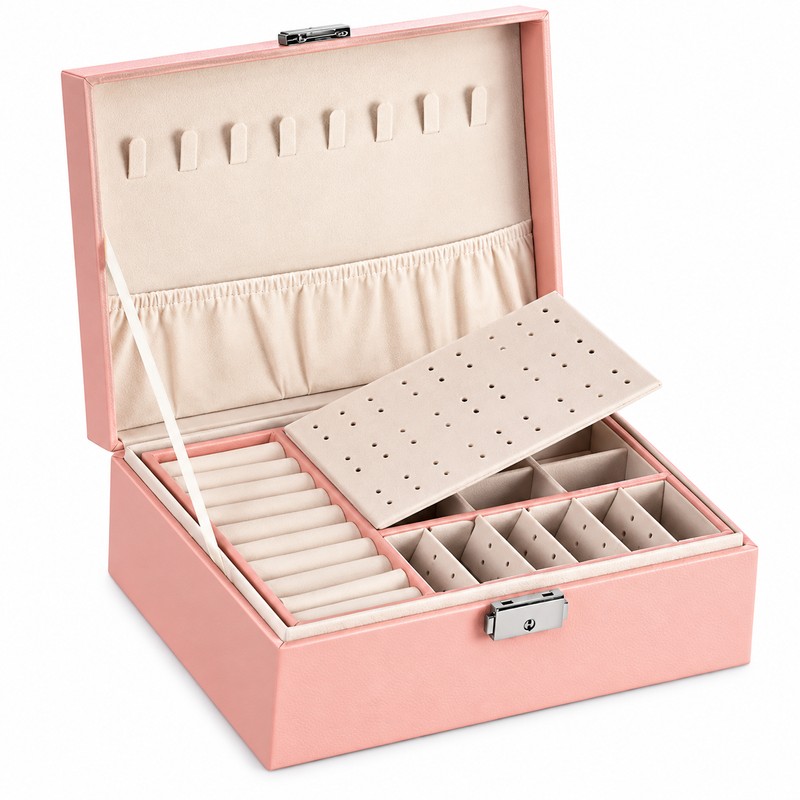 Double-Layer Jewelry Box for Organized Storage – Leather Case with