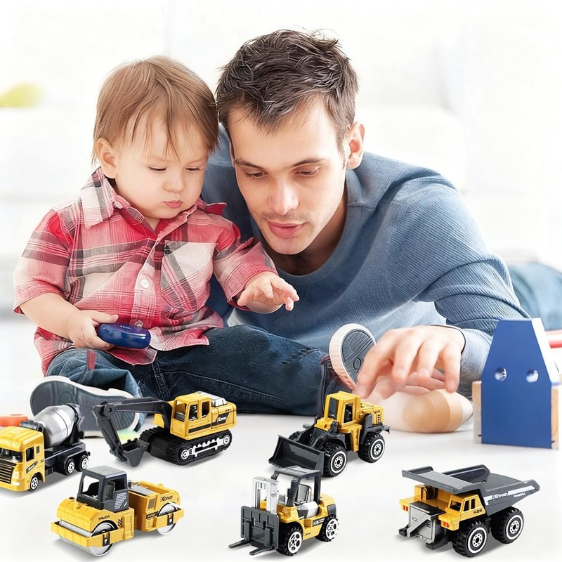 VorPrillynt Camion di Costruzione Set, 6 Pezzi Mini Camion Giocattolo