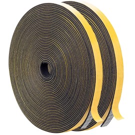Weather Stripping Door Seal Strip Strong Adhesive Foam Insulation Tape Tape Gasket for Door and Windows (Black, 1/4 Inch X 1/16 Inch X 66Feet)