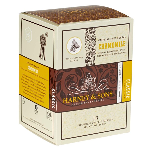 Harney & Sons Chamomile Herbal Tea, 18 Sachets (Pack of 6)