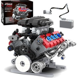 Mavo brix V8 Engine Building Set, Model Kit for Adults, Build Your Own MOC Mini V8 Engine Model Toy with Motor, Display, Home Office Decor, Ideal Gift, 1189PCS