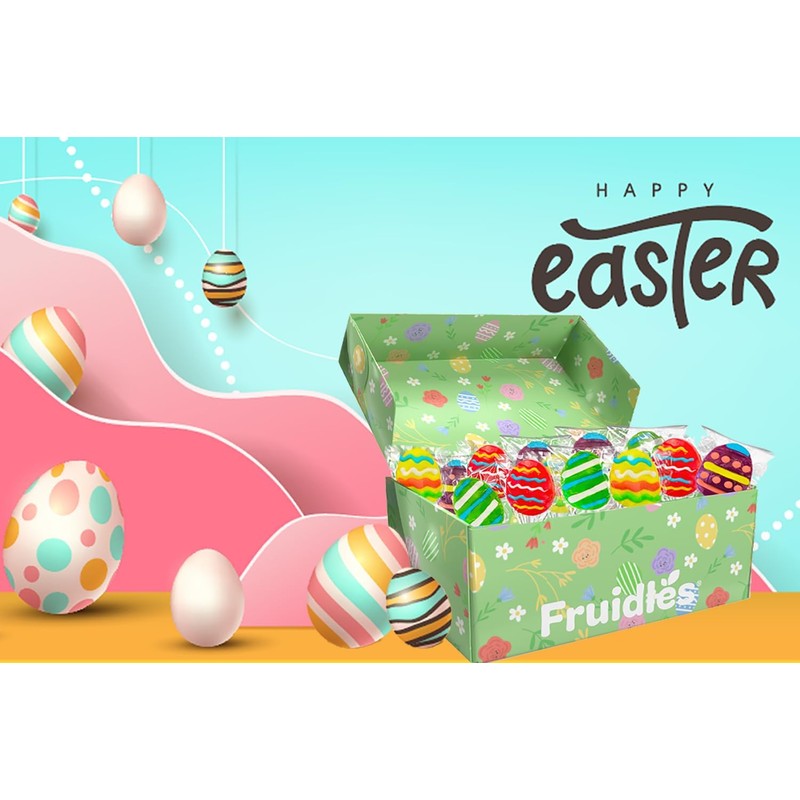 Fruidles Happy Easter Egg Lollipops Suckers, Fat-Free - Individually Wrapped