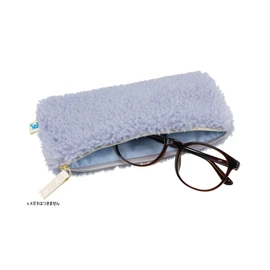 Zofu Glasses Case, Sunglasses Case, Boa Pouch, Cosmetic Pouch, Eyeglass Case, Pen Case, Fluffy, Cute, Stylish, Dull Color, Women's, Women's, blue
