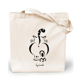 Loxato Printed Fabric Bag, Cotton Bag, 100% W 35 x H 42 x D 8 cm, Canvas Fabric Carry Bag 220 g/m², Jute Bag, Shopping Bag, Long Handle, 70 cm Shopping Bag, Cat Love 2