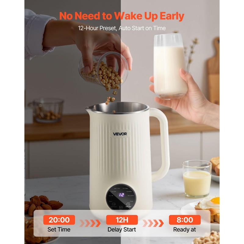 VEVOR 8-in-1 Nut Milk Maker, 41 oz Soy Milk Maker