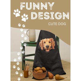 InnoBeta Golden Retriever Apron for Golden Retriever Lovers, Gifts for Women/Men, Cute Golden Retriever Head Funny Gifts for Dog Owners & Lovers, Apron comes with Pockets and Adjustable Neck Strap