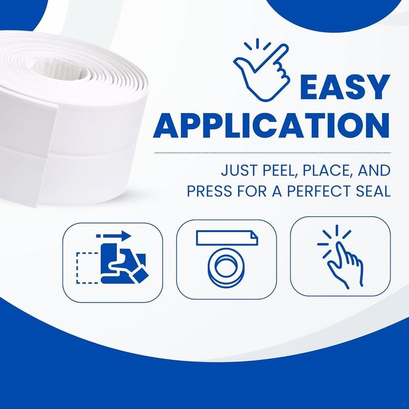 White Bath & Kitchen Caulk Tape Sealant Strip - PVC