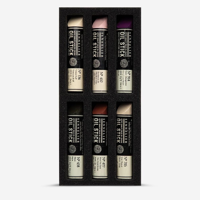 Sennelier Set of 6 Mini Oil Sticks - Dark Colours