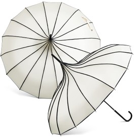 Queekay 2 Pcs Parasol Umbrella Pagoda Umbrella Large Retro Sun Umbrella for Walking Sun Gothic Umbrella for UV Protection Women(White)