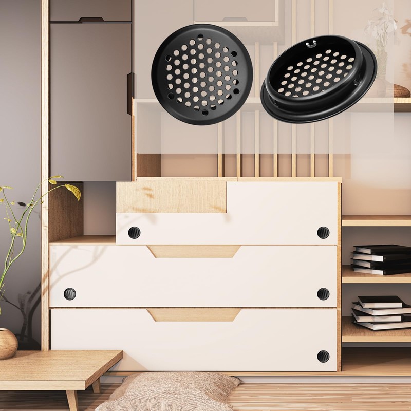 Antrader Black Louver Vents Stainless Steel Round Mesh Hole Air