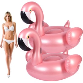 Sotiff 2 Pcs Giant Inflatable Flamingo Pool Floats 51 x 47 x 41 Inch Pink Pool Floaties Large Beach Floats Pool Tube Inflatable Ride Ons with Fast Valves for Adult Summer Beach Swimming Pool Party Toy