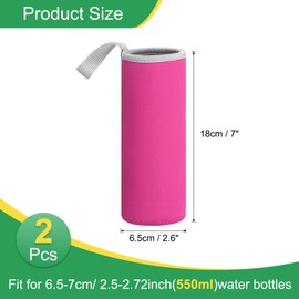 uxcell 2pcs Neoprene Water Bottle Sleeve, 18.5 oz Insulated Water Glass Bottles Carrier Bag Collapsible Drink Bottle Sleeve Cover Holder with Handle, Rose Red