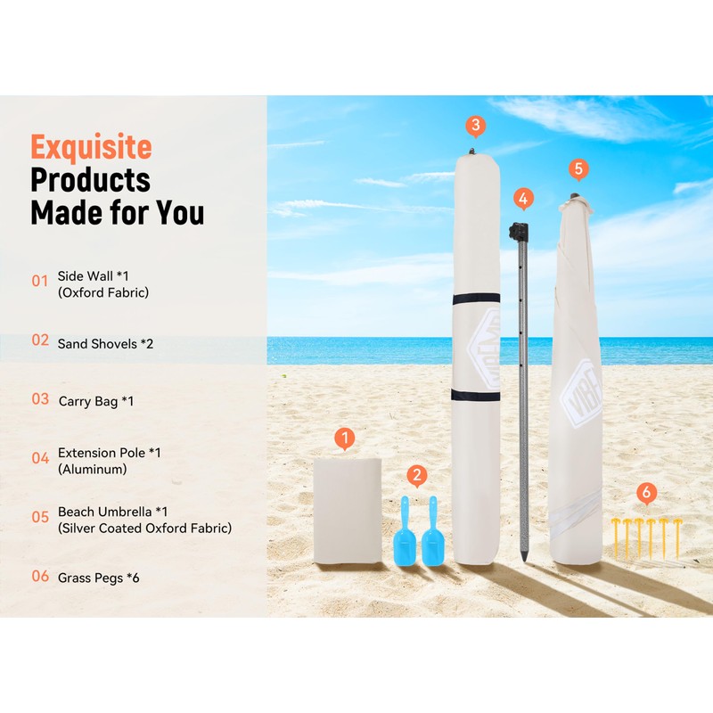 Vibemo Beach Cabana, 6.2' x 6' Portable Canopy with Side