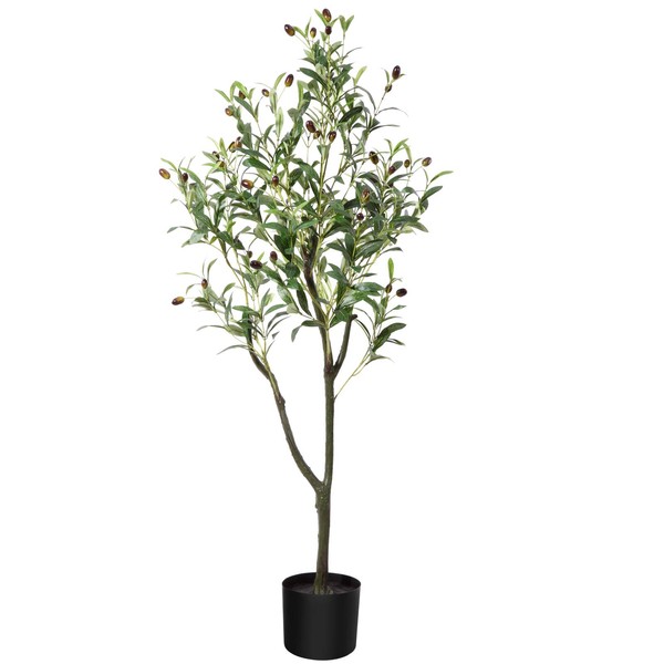 CROSOFMI Artificial Olive Tree, 6FT Fake Olive Plant in Pot, Tall Faux Plant,Potted Faux Topiary Silk Tree for Indoor Entryway Decor Outdoor Home Office Gift