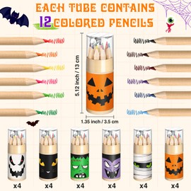 Humyoun 24 Set Mini Drawing Colored Pencils Bulk with Sharpener for Kids Gift 3.5" Small 12 Colors Travel Colored Portable Pencil Set for Students Adults Art Painting Classroom (Spooky)