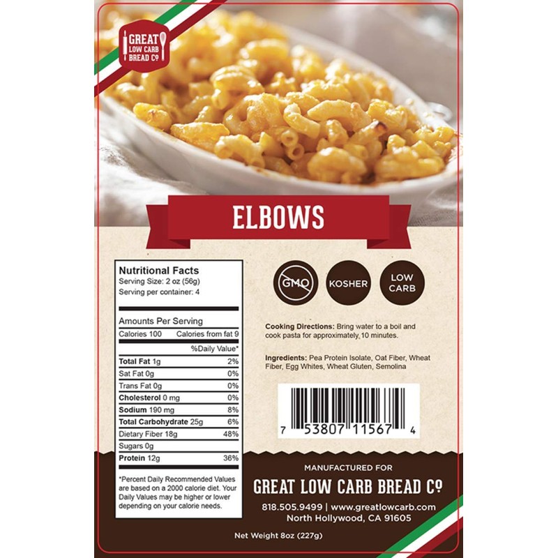 4 Pack Assortment Low Carb Pasta, Fettuccine, Rotini, Penne, and