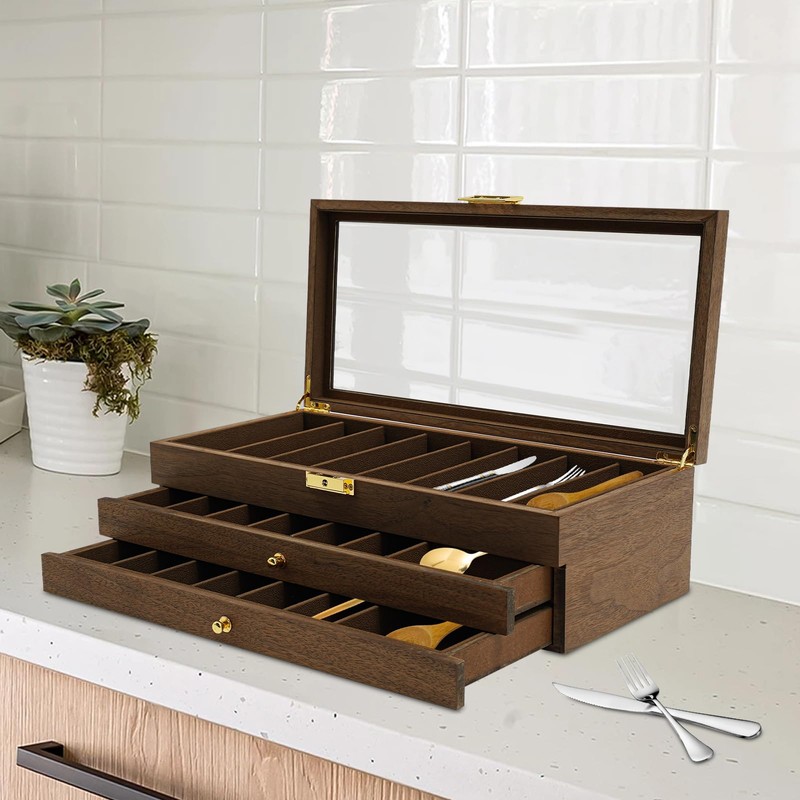 3-Tier Pocket Knife Display Case, 22 Compartments Pocket Knife Case