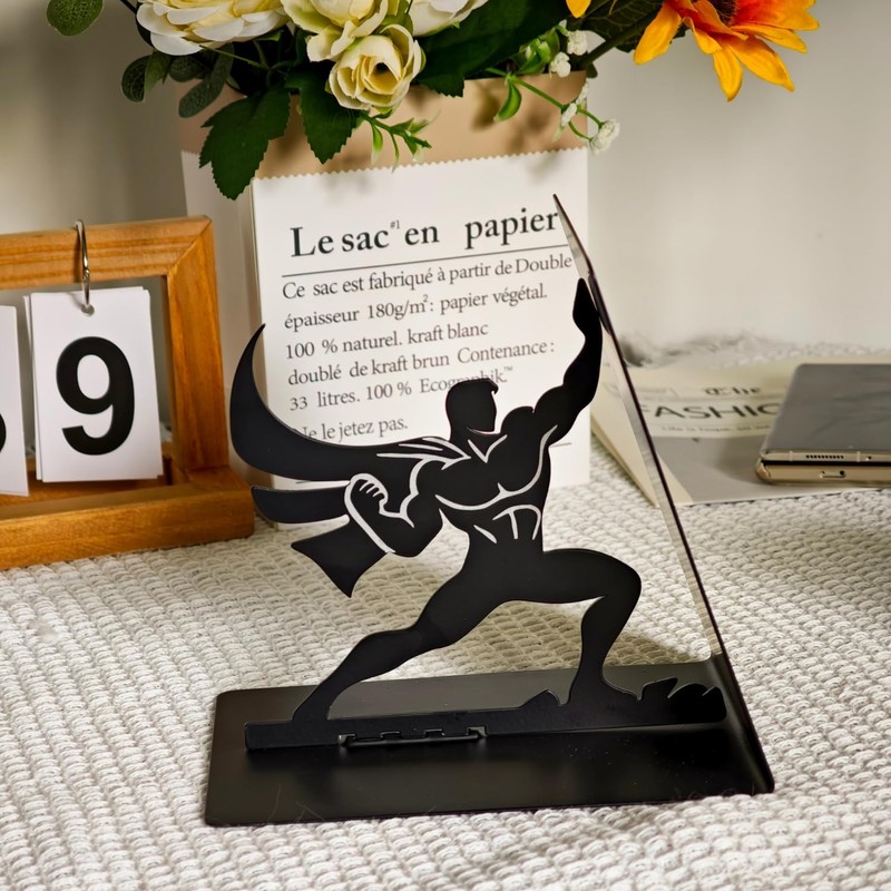 Superhero Metal Bookend – 6.5 Inch Heavy-Duty Book Holder with