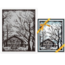 GLOBLELAND Winter Woods Cling Rubber Stamp Winter Woods 18x22cm Cling Stamps for Card Making and Photo Album Decor Decoration and DIY Scrapbooking