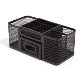 TRU RED Tr57541-Cc 7-Compartment Wire Mesh Accessory Holder, Matte Black
