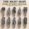 10-Piece Double-Cut Tungsten Carbide Rotary Burr Set for Grinding &