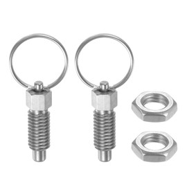 HARFINGTON 2Pcs Spring Plunger with Pull Ring M8x1.25 Thread Size 0.63" Thread Length Pin Dia.5mm Flat Head Stainless Steel Non-Locking Retractable Index Plunger for Industrial Equipment