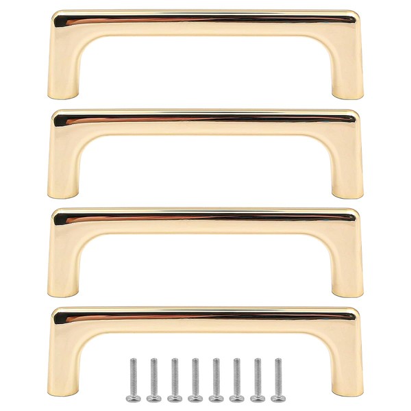 ZONADAH Set of 4 Cabinet Gold Plated Slim Handles, Hole