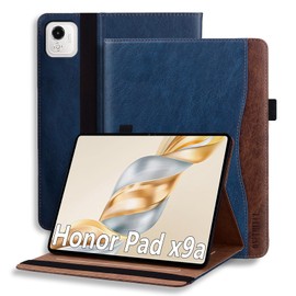 ONETHEFUL Tablet Case for Honor Pad X9a 11.5" 2025 - Protective PU Leather with Multi-Angle Adjustable Stand, 2 Card Slots, Pen Holder | Blue