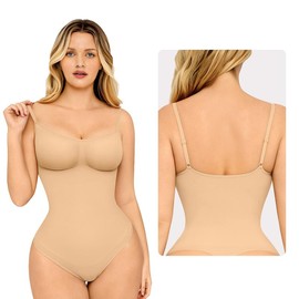 FeelinGirl Seamless Covered Bust Jumpsuit Thong Bodysuit Fit Comfort Slimming  Womenswear 1 Breathable Hip Tops Soft  Deals For You Days:_Thong-Tuscan_XL/XXL