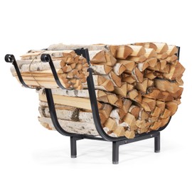 TANIVO Firewood Rack, Firewood Holder for Outdoor and Indoor Fireplace Wood Storage, 25.5 Inch Firewood Rack Log Holder with Removable Kindling Hook, Heavy Duty/Weatherproof Steel Firewood Rack Stand