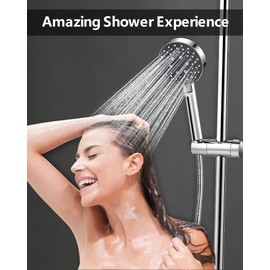 Magichome Shower Head Water-Saving with Hose 2 m, with 5 Jet Types, Turbocharged Design, High Pressure, Hand Shower Head for Bathing