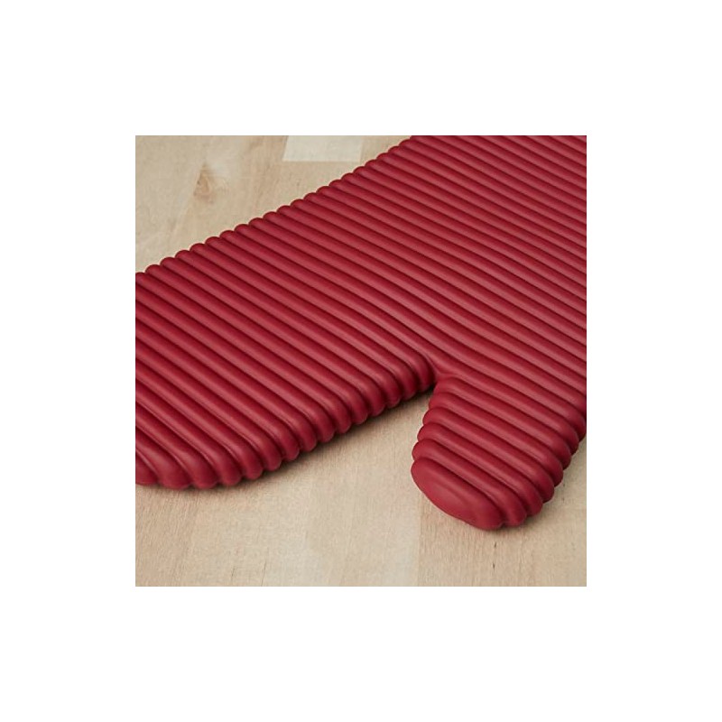 KITCHENAID Ribbed Soft Silicone Oven Mitt 2-Pack Set, 7.5"x13", Passion