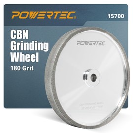 POWERTEC CBN Grinding Wheel 8 Inch 180 Grit, Bench Grinder Wheel for Sharpening HSS Tools, Lathe Tools & Chisel Set, 8" x 1" Wide, 5/8" Arbor Bench Grinder Wheels for Bench Grinder, 1 PK (15700)