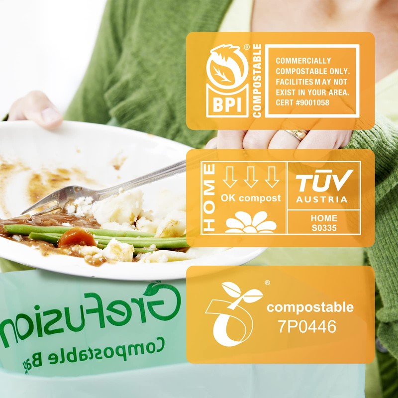 Compostable Trash Bags with handle-tie,Garbage Bags, 2.6 Gallon,Food Waste Bags,Small