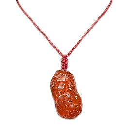 [Stone Street] AAA Carnelian Hikyu Red Cord Necklace Natural Stone Amulet Good Luck, Carnelian