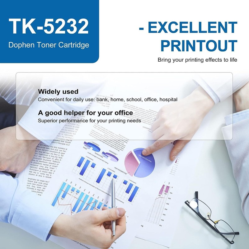 LOVPAIN TK5232 TK-5232 4-Color Toner Cartridge Set (4 Pack, 1BK/1C/1M/1Y)