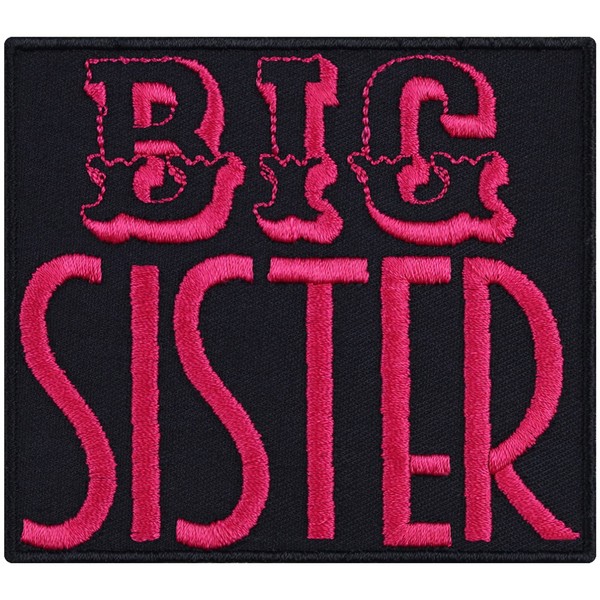 Big Sister - Embroidered Iron on Patches for Women Bikers, Rockers | Ladies, Girls Hipster Sew on or Iron on Applique Patches for Bags, Jeans, Jackets, T-Shirt, 3.54X3.14 in