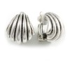 Shell Shaped Clip On Earrings in Silver Tone/Vintage Inspired -