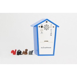 KOOKOO AnimalHouse Blue, Striking Small Cuckoo Clock with 5 Farm Animals Sounds, Natural Field Recordings