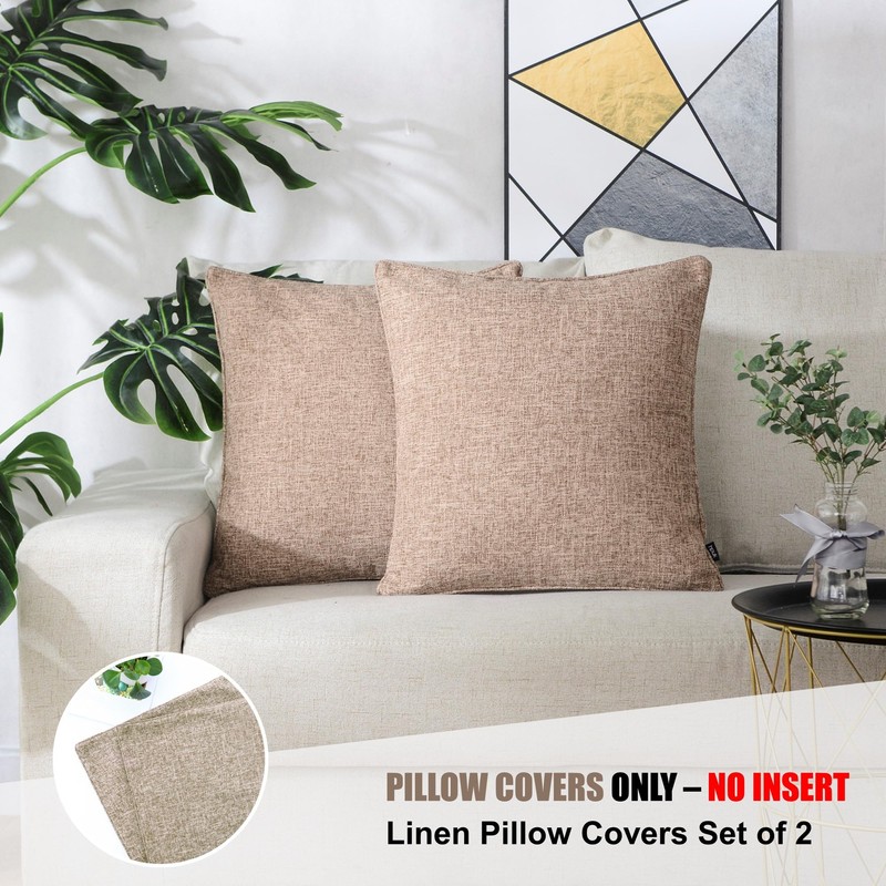 HPUK Pack of 2 Tan Throw Pillow Covers, 18x18 inch