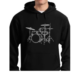 Tstars Drum Hoodie for Men and Teen Boys - Gift for Drummers & Musicians - Pullover for Music Lovers & Band Members Medium Black