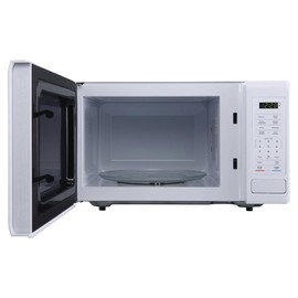 Magic Chef 0.9 Cubic Feet 900 Watt Stainless Countertop Microwave Oven for Compact Spaces with 6 Pre Programmed Cooking Modes, White