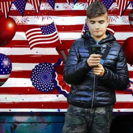 Veterans Day Backdro Backdrop Patriotic Happy Veterans Day 4th of July Backdrop Happy 7 x 5 ft Stars and Stripes Ballon Veterans Day National Day Party Decoration for 4th of July Patriotic