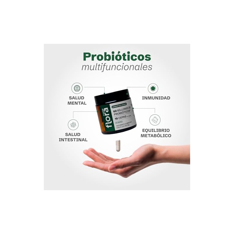 Flora Simbiótico Diario Probióticos Billones Ufc Cepas Apoyo Digestivo Bienestar
