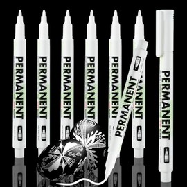 Andibro Acrylic White Paint Pens, 6Pcs Permanent Waterproof Quick Drying Paint Pen Set 1mm Pen Tip for Art Projects Drawing Rock Painting Stone Ceramic Glass Wood Plastic Metal Canvas DIY Crafts