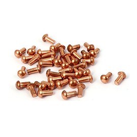 Sourcingmap 3mm x 6mm Round Head Copper Solid Rivets Fasteners Hardware Gold Tone 60 Pcs