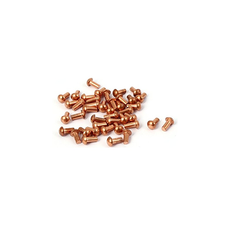Sourcingmap 3mm x 6mm Round Head Copper Solid Rivets Fasteners