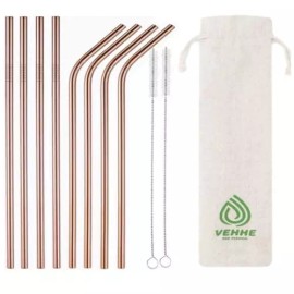 VEHHE 2 Sets Of 8 Set Metal Stainless Steel Reusable Drinking Long Straws for Tumblers
