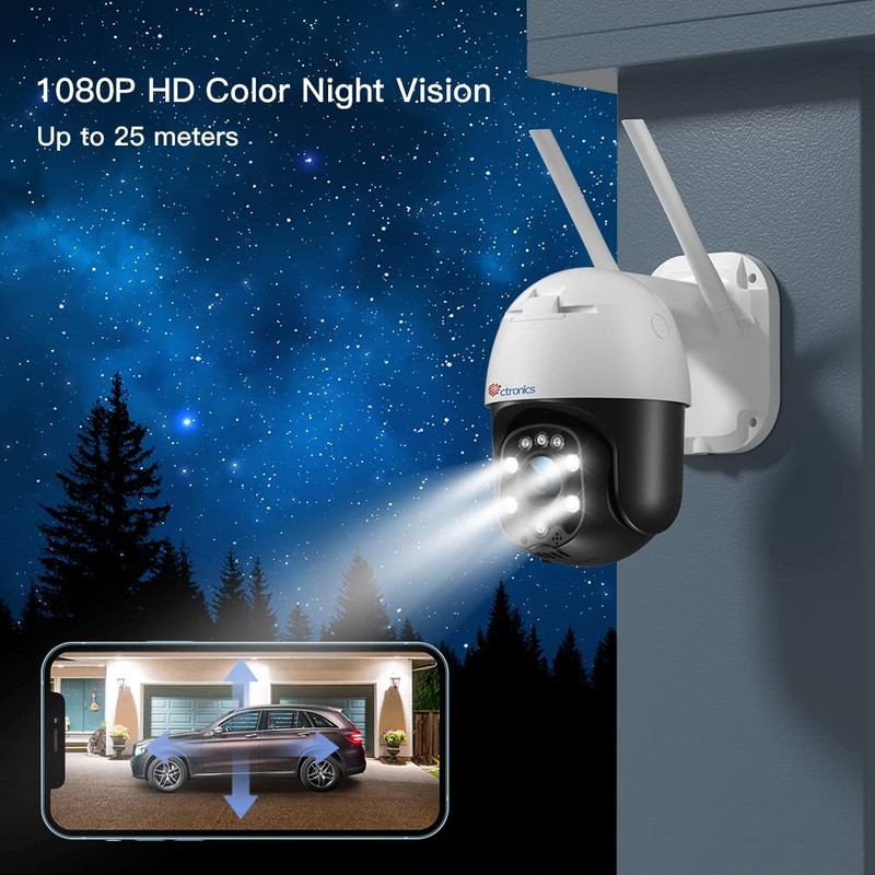 Ctronics PTZ Dome WiFi Outdoor Security Camera, 1080P IP Camera,